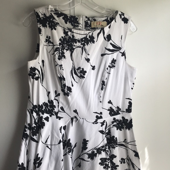 Grace Karin A line Flare Floral Dress B&W size Lar - Picture 5 of 7